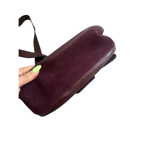 GERARD DAREL Purple Leather Suede Large Crossbody Saddle Handbag - Picture 6 of 13